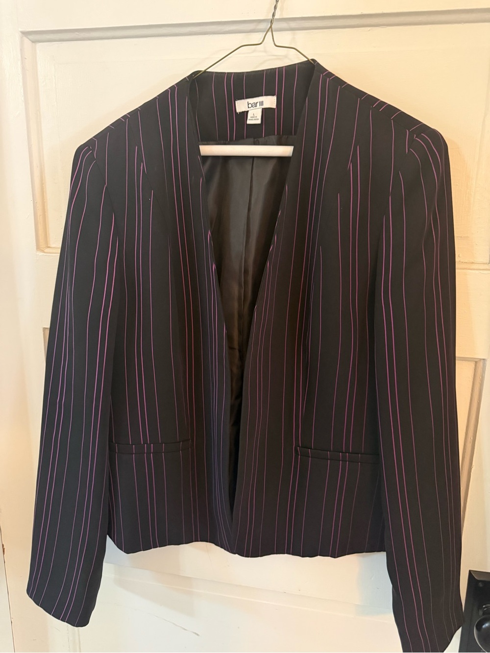 Bar III Black Blazer with Pink Pinstripes